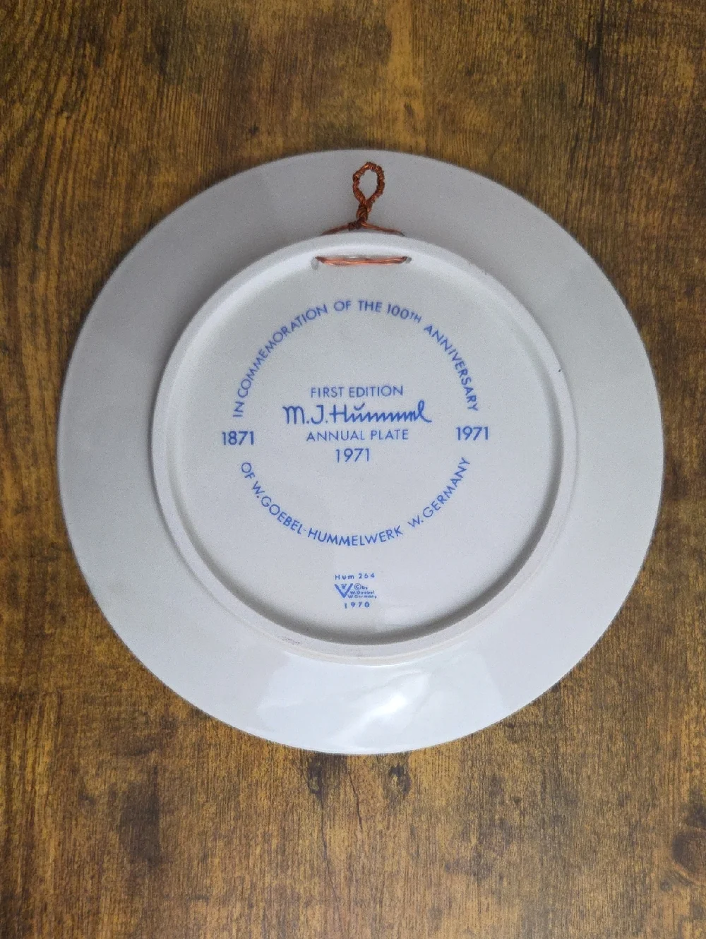 Collectible‎ Hummel Ceramic Annual Plate 1971 Commemoration Of 100th Anniversary
